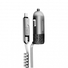 Автозарядка Remax Finchy 3.4A с кабелем (Lightning/micro USB+USB выход)